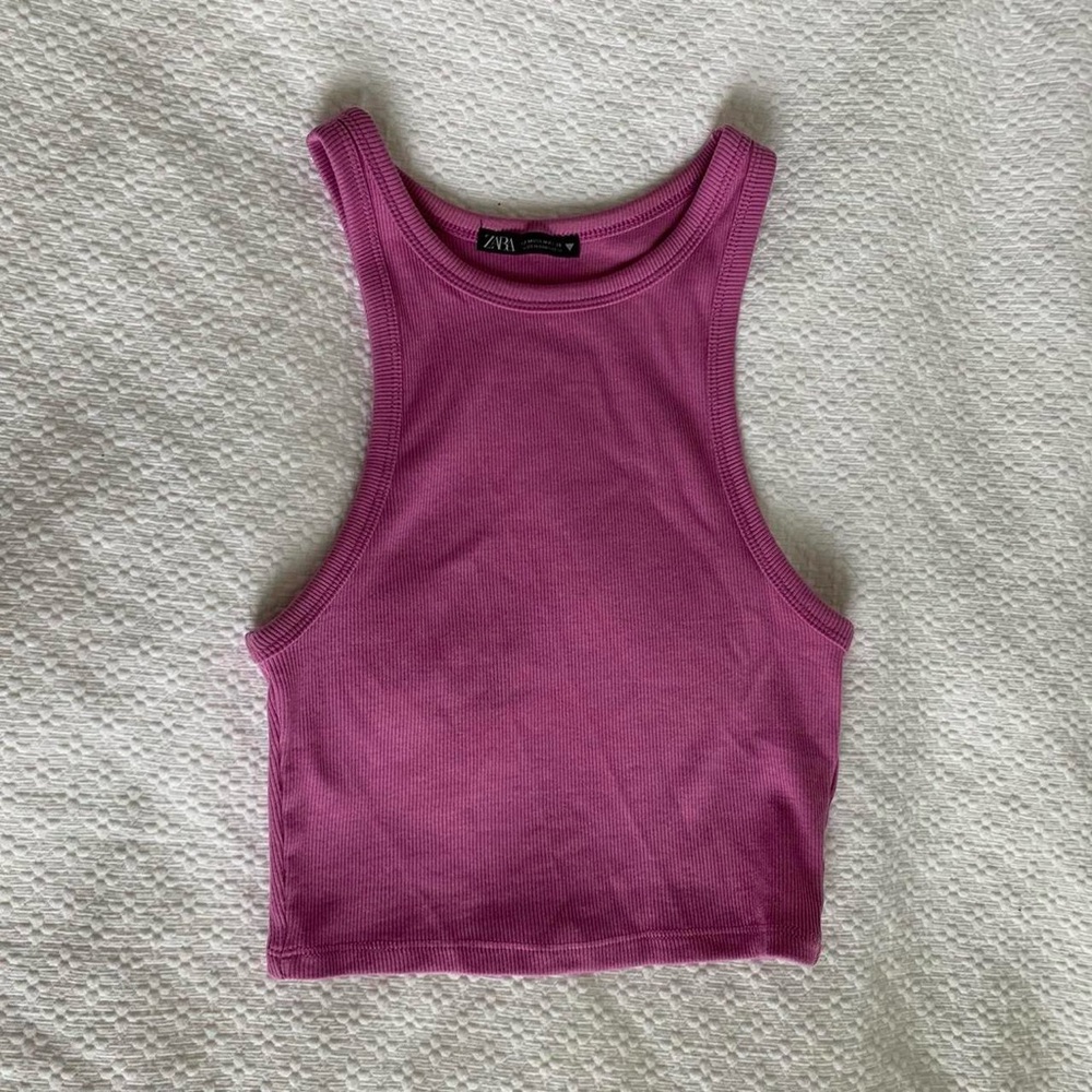 Zara Fuchsia Pink High Neck Tank